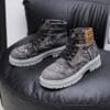 Men's Vintage American-Style Chunky Sole Western Work Boots for Fall/Winter 2025 - Distressed Design
