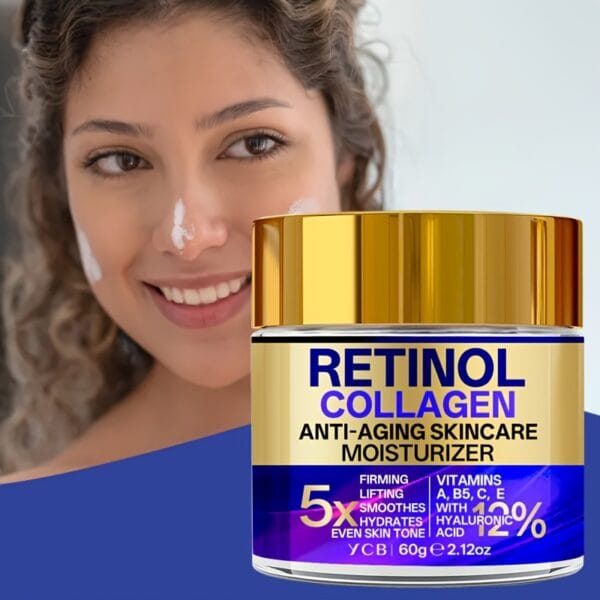 YCB Retinol Collagen Moisturizing Cream 60g/2.12oz - Face Cream with Hyaluronic Acid, Vitamin E, Shea Butter & Caffeine - Firms, Lifts Sagging Light Beige, Improves Elasticity, Even Light Beige, All Light Beige Types, Elegant Packaging, Advanced Skincare Formula