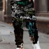 product-fancy-3e26ffa5-7903-4479-a722-84aa16db72b1 Men's 3D Graffiti Print Casual Polyester Sweatpants with Drawstring and Pockets | Slight Stretch Knit Fabric | All Over Print Regular Fit Joggers