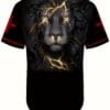 Men's Lion & Letter Print Baseball Jersey Shirt for Party/match/outdoor