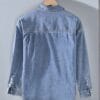 Men'S Casual Denim Shirt - Solid Color Washed Blue, Non-Stretch Fabric, Classic Collar & Chest Pockets, Regular Fit Spring/Fall Style, Adult Sizes, Spring Fall Attire, Mature Style Shirt, Nonstretch Material
