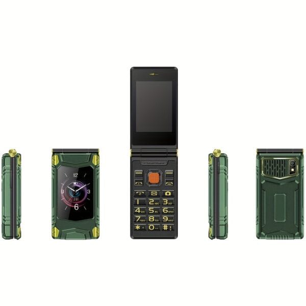 CUTEEY M7, 32Mb+32Mb|6800mAh|2 SIM|80000 pixels| Senior mobile phone for Seniors, 2.8 Inch 2G Flip Mobile Phone for Seniors, Long term standby button phone, with support Wireless, MP3, MP4, Flashlight, Black, Green