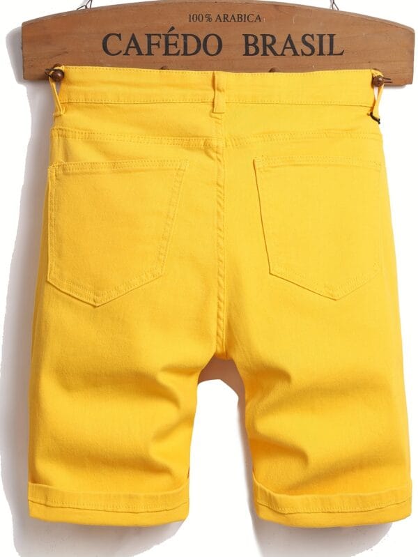 product-fancy-42704af9-afbe-40ad-81bb-4835adefe567 Spring-Summer New Fashion Trend Men's Straight-Leg Stretch Denim Shorts, Yellow Casual Pants