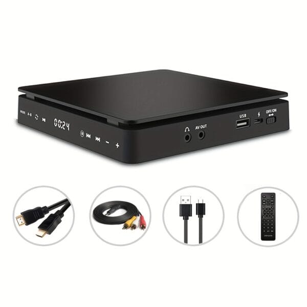 product-fancy-46269d92-3a2c-47cc-b53e-23f560a807a7 Compact Size, MEGICOT VCD/DVD Player with Touch Buttons, Remote & AV Ports - Connects to TV, Supports CD, DVD, USB Flash 1080P Video Playback, USB Powered, Compact Size