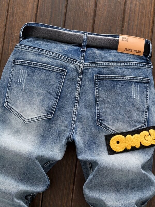 product-fancy-464524ec-0de5-4bd1-9ea9-a9c18ae3047f Men's Punk Jeans - Skinny fit Stretch Blue jeans with, Zipper Closure, Machine Washable - for Concerts, Nightclubs, Streetwear - Edgy Gothic Punk Rock Look