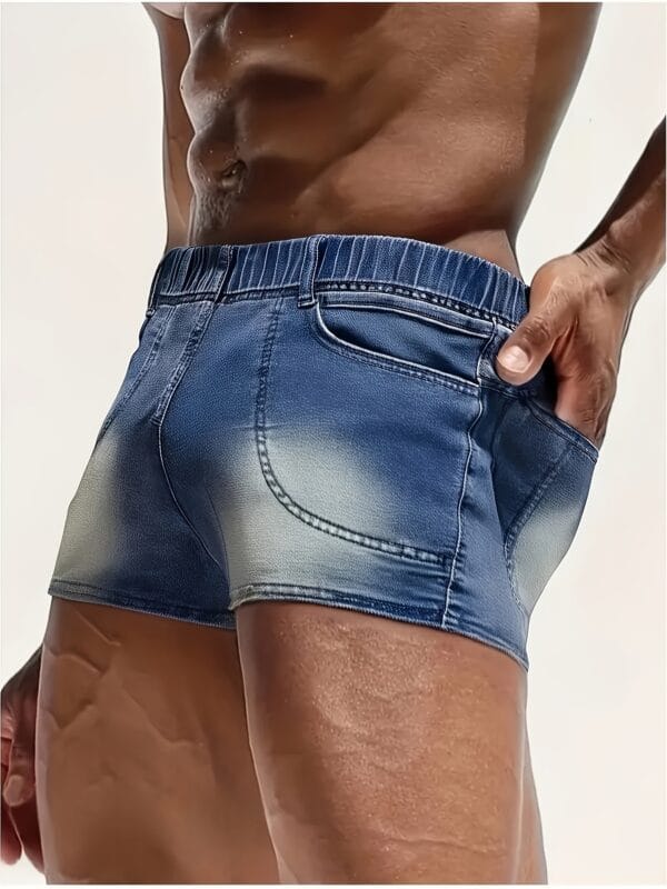 Men'S Casual Denim Shorts - Slim Fit, Mid-Stretch, Washed Blue Jean Style, Perfect for Spring & Fall, Everyday Shorts|Casual Style|Woven Fabric