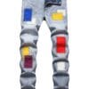 Men's Patchwork Embroidered Slim-Fit Stretch Denim Jeans For Outdoor Activities
