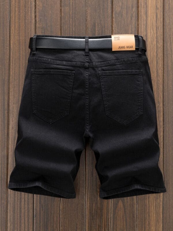 product-fancy-49de6872-6b18-4a25-a30f-e14eddbaffae Men'S Slim-Fit Denim Shorts with Skull & Flames Print - Black Streetwear Casual Shorts, Button Closure, Zipper Fly, Non-Stretch Fabric, Perfect for Nightclubs & Casual Attire, Clubwear Shorts | Edgy Fashion | Nonstretch Fabric