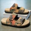 Men's Slip-On Sandals - Tropical Floral beach shoes with Quick-Dry PU Upper & Cushioned EVA Insole - Non-Slip PVC Sole for Pool, Vacation, Casual Outdoors - Slip Resistant Footwear Brown/Green/Red/Blue/Black/Orange/White/ - Lightweight Summer Footwear for Men, Poolside Footwear, Stylish Slipons, Durable Trivet Sole, Vacation Slides, Trendy Slides, Breathable Slides, Outdoor Enthusiasts