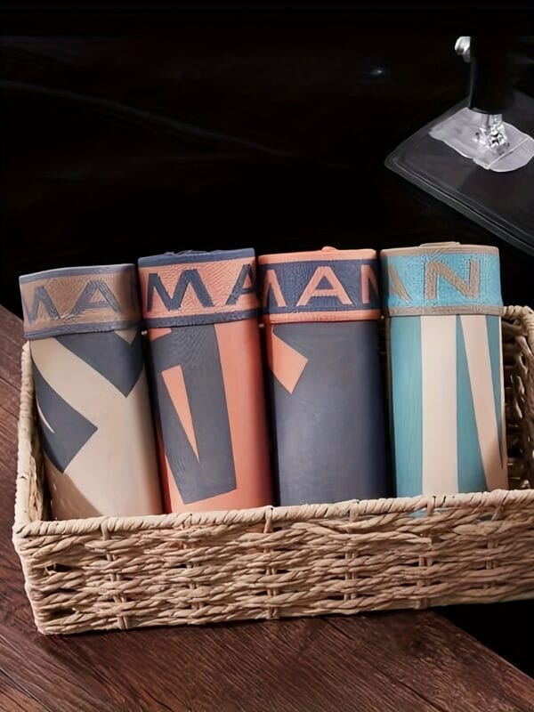 6pcs Ice Slippy Fiber Fabric Lightweight Men's Premium Printed Letter Boxer Briefs