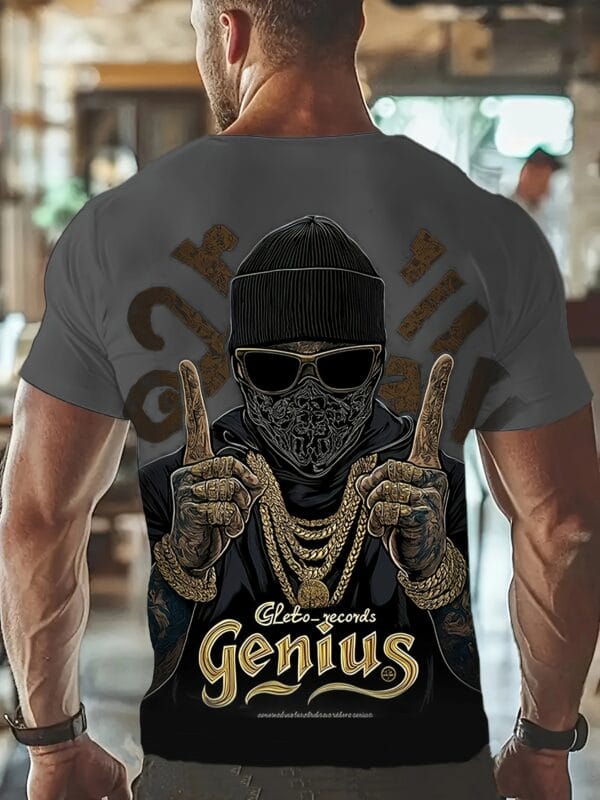 Digital Print Hip-Hop Style Genius Letter Pattern, Print T-Shirt, Short Sleeve Top to Express Personality