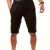 product-fancy-4e658335-1e7e-47e7-a1c9-3bb353cce6e2 4pcs Men'S Casual Summer Shorts - Loose Fit, Mid-Rise with Drawstring, Solid Color (White, Black, Light Blue, Beige) for Beach & Outdoor Activities, Beach Shorts, Relaxed Style, Nonstretch Fabric