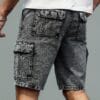 Men's Non-Stretch Jeans Shorts - Multiple Utility Pockets, Straight-Leg Non-Stretchy Fit, Machine Washable Everyday Casual Streetwear Shorts in Classic Black/Gray for Urban Outfits, Relaxed Outfit, Knee Length Design, Durable Fabric, Versatile Clothing, Minimalist Fashion, Sturdy Construction, Young Adults
