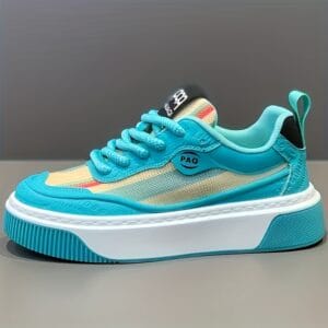 Men'S Low-Top Casual Sneakers - White with Colorful Stripes, Breathable Fabric Lining & Cushioned PVC Sole, Comfortable Round Toe for All-Season Outdoor, Daily Wear & Light Sports, Stylish Sporty Design, Laceup Shoes, Durable Footwear