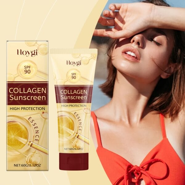 product-fancy-4fa7cb2a-4ff3-4e6e-a668-c8889c2b8e93 Hoygi Collagen Sunscreen 60g - High Protection SPF90, Moisturizing & Non-Greasy, Broad Spectrum UVA/UVB Cream for All Skin Types, Natural Finish Isolation Cream