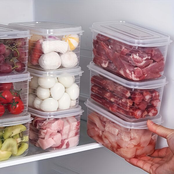 4pcs Fruit and Vegetable Fresh-Keeping Containers Suitable for Sealing and Storing Fruits, Vegetables, and Meats with Large Capacity, Easy to Clean, Reusable for Refrigerator Freshness, Outdoor Picnic, Convenient to Carry, Ideal Choice for Home Use