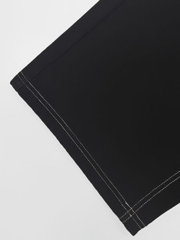 Skull Embroidered Loose Denim Shorts, Letter Embroidery Jeans, Street Style Retro Fashion Denim Shorts