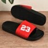 Men'S Slip-On Indoor Slippers - Comfortable PVC Upper & EVA Sole, Black with Bold "58.42cm Design, Perfect for Home, Beach, and Casual Wear, House Slippers