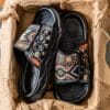 product-fancy-5286cccd-44a2-4690-96de-f165fff7c821 Men's Slip-On Sandals with Colorful Geometric Pattern - Soft EVA Sole, Breathable PU & Fabric Upper for Casual Outdoor Beach Wear - Lightweight Comfortable Round-Toe Design, Leisure Footwear | Vibrant Pattern Footwear | Durable Traction Sole