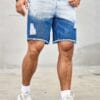 Men's Casual Straight-Leg Denim Shorts - Distressed Light Blue Wash, Relaxed Fit with Pockets, Machine Washable Summer Casual Wear, Shorts Jeans, Pocketed Swimwear, Shortlined Swimwear, Solid Color Design, Durable Fabric
