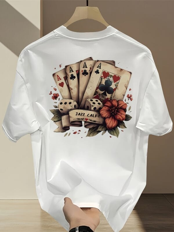 Men'S Heavyweight Cotton Graphic T-Shirt - Summer Casual Oversized Tee with Geometric Print, Round Neck & Short Sleeves, Breathable Regular Fit for Teens & Young Adults, Everyday Comfort, Bold Print Shirt, Durable Fabric