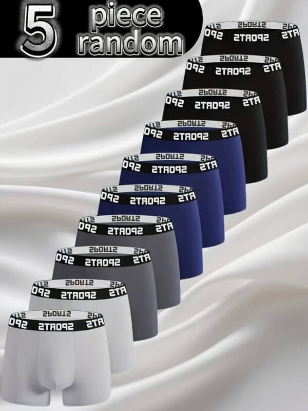 1/3/5/8/10pcs Men'S Boxer Briefs - Breathable Athletic Underwear with Elastic Waistband, Medium Stretch Solid Color (Black, Navy Blue, Dark Grey, Light Blue) - Comfortable Casual & Sportswear Underwear, Comfortable Underwear, Simple Design, Breathable Fabric