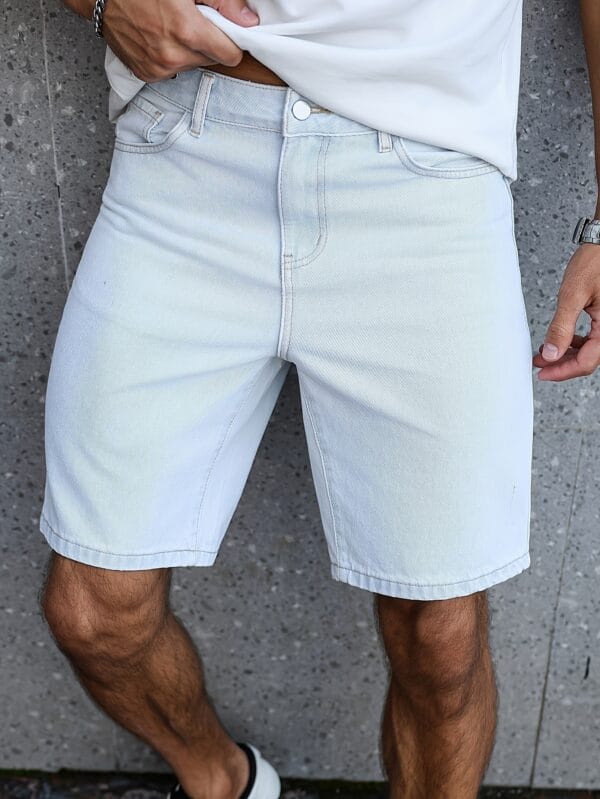 Men's Light Blue Jeans - Non-Stretch Straight-Leg Casual Shorts, Machine Washable Everyday Pants for Office, Outings & Social Events - Classic Denim Shorts for Men, Office Attire, Timeless Design, Quality Stitching, Summer Wardrobe