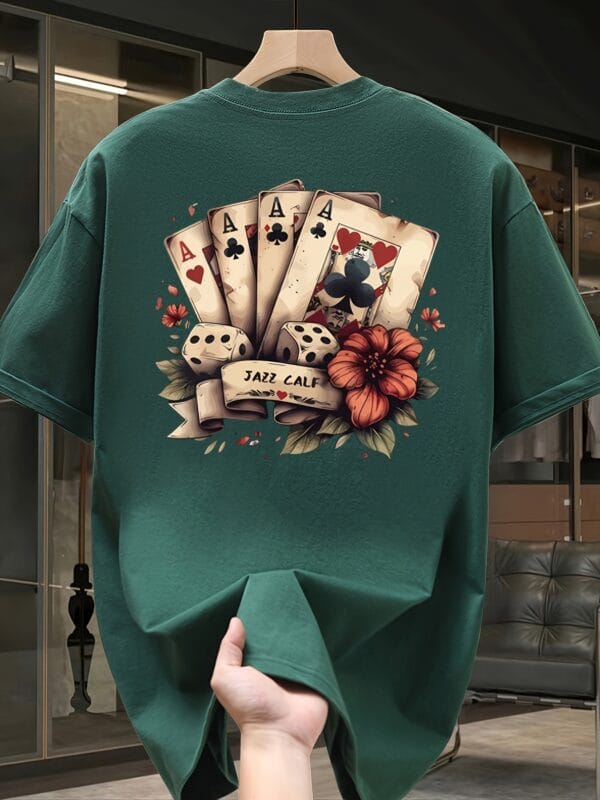 Men'S Heavyweight Cotton Graphic T-Shirt - Summer Casual Oversized Tee with Geometric Print, Round Neck & Short Sleeves, Breathable Regular Fit for Teens & Young Adults, Everyday Comfort, Bold Print Shirt, Durable Fabric