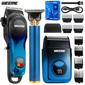 product-fancy-5648468f-8f2c-4ffe-9479-4cf13e9b24e8 WEEME 3pcs Electric Hair Clipper Set, Beard Trimmer Set, Men'S Facial Grooming Set. Haircuts, Shaving, Styling, And Trimming Temples. It Is Suitable for Use at Home, in Vehicles, During Travel And on Business Trips. Gifts for Father And Husband