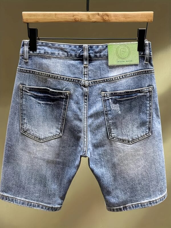 Men'S Non-Stretch Faux Denim Shorts - Lightweight Loose Fit Streetwear Pants with Multiple Utility Pockets, Non-Stretch Faux Denim for Everyday & Formal Outfits - Urban Fashion Casual Shorts, Faux Denim Shorts, Street Style, Trendy Design, Sturdy Construction, Streetwear Lovers, Summer Outfit, Durable Construction, Young Adults