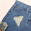 product-fancy-5669fe55-9a84-417d-9a9a-7bb6988c5b56 Men'S Plus Size Distressed Faux Denim Shorts with Frayed Hem & Geometric Embroidery - Casual Relaxed Fit, Non-Stretch Faux Denim, Functional Pockets, Edgy Streetwear Style for Summer Outfits, Faux Denim Shorts, Durable Fabric, PLUS SIZE