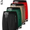 4pcs Men's Casual Athletic Shorts with Zipper Pockets - Breathable Polyester, Elastic Waistband, Multi-Color Basketball & Sports Wear, Machine Washable