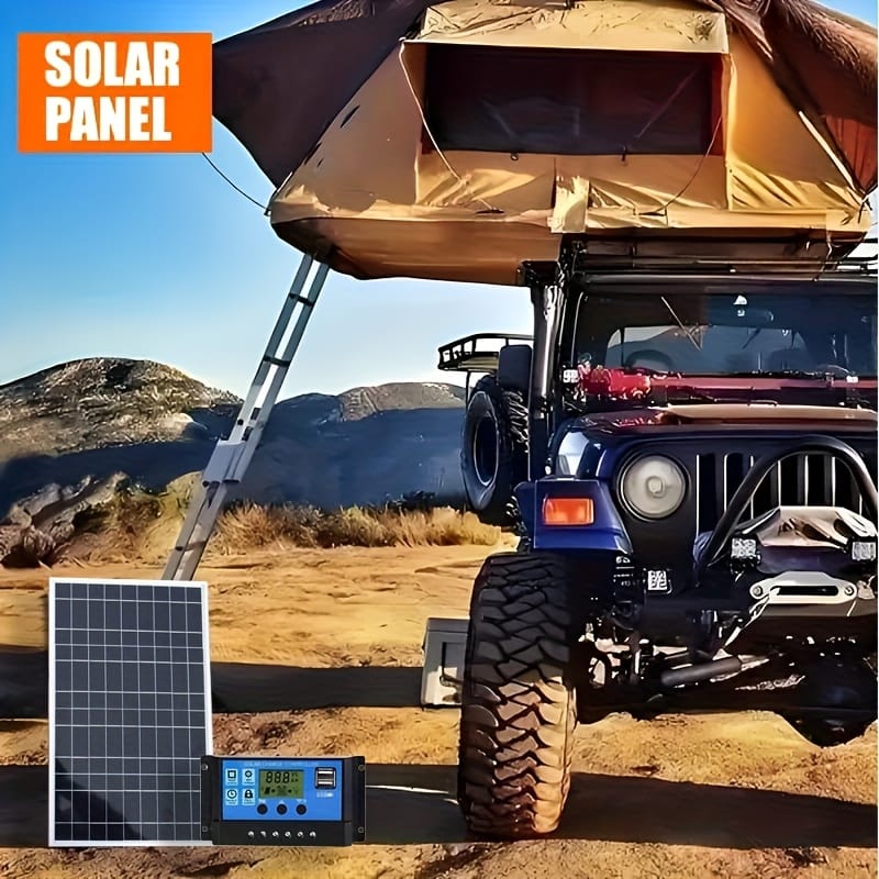 1pc/2pcs with 80A/100A charging controller solar panel set, USB-powered portable outdoor rechargeable solar power generation system, suitable for camping, RVS, boats, mobile phone charging, street lighting, pet shelters, durable outdoor solar system.