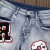 Men's Vintage Streetwear Jeans - Distressed denim with R, Belt Loop Pocket - Skinny Fit (Machine Washable) - Urban Casual Shorts for Concerts, Parties, Casual Attire - Non-See-Through Fabric, Concert Attire, Patchwork Design, Durable Stitching, Fashionforward Men