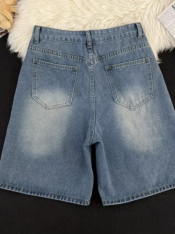 Stylish Towel Embroidered Faux Denim Shorts for Men, American Trendy Brand, Summer Five-Point Pants.