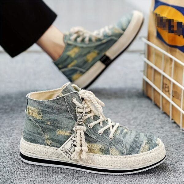 Men's Vintage Retro High Top Skateboard Shoes, Comfy Non Slip Casual Lace Up Canvas Sneakers For Men's Outdoor Activities