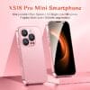 XS18 Pro Mini Smartphone 3, 0" Compact Phone with Face Recognition, 2GB RAM/16GB ROM, 3G Network, Battery, USB-C Charging, Android 9, 0, Pink, Small Phone, Everyday Phone, Sleek Phone, Durable Phone
