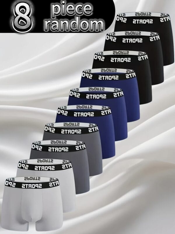 1/3/5/8/10pcs Men'S Boxer Briefs - Breathable Athletic Underwear with Elastic Waistband, Medium Stretch Solid Color (Black, Navy Blue, Dark Grey, Light Blue) - Comfortable Casual & Sportswear Underwear, Comfortable Underwear, Simple Design, Breathable Fabric