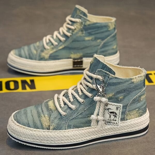 Men's Vintage Retro High Top Skateboard Shoes, Comfy Non Slip Casual Lace Up Canvas Sneakers For Men's Outdoor Activities