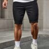 Y2K-Inspired Men'S Slim Fit Tapered Denim Shorts - Black, Casual & Street Style, Knee-Length with Pockets, Stretch Fabric, Perfect Gift for Husband or Boyfriend