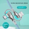 Quick charging data cable type-c micro 2m/1m/0.3m with lightweight dual elbow rotating flash charging suitable for Huawei Honor vivo, Xiaomi Redmi OPPO, OnePlus Samsung Sony Automotive General Android phone charging cable