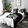 3pcs Soft & Breathable Polyester Duvet Cover Set - King & Crown Print, Includes 1 Duvet Cover and 2 Pillowcases, Perfect for Bedroom & Guest Room, Machine Washable