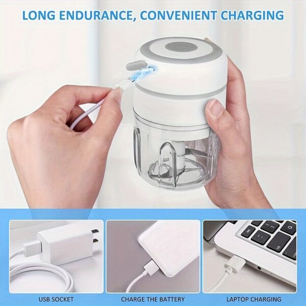 Wireless Portable Mini Food Blender, Chopper, Grinder with USB Charging - Electric Mixer and Food Processor for Kitchen Use, Compact Design for Easy Storage, Perfect for On-the-Go Meals, Kitchen Appliance, Modern Kitchenware, Durable Kitchen Tool