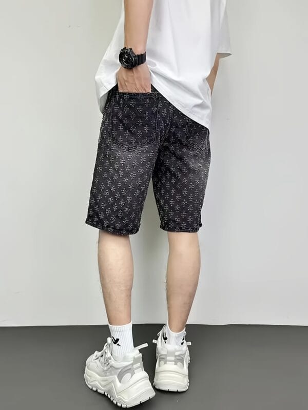 Men's Non-Stretch Jeans Shorts - Classic Five-Pocket Casual Pants, Loose Fit for Everyday & Formal Outfits - Spring/Fall Season Denim Shorts, Spring Fall Attire, Washed Texture Denim