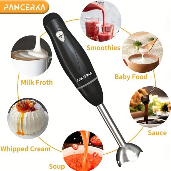 product-fancy-6b549e91-6635-440c-bd3e-630970835bc7 PANCERKA 100W Heavy-Duty Hand Blender Set - Multi-Purpose with Copper Motor, Stainless Steel Whisk & Milk Frother Attachments for Smoothies, Soups, Purees