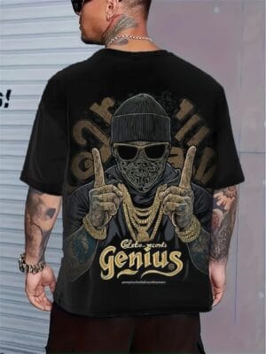 Digital Print Hip-Hop Style Genius Letter Pattern, Print T-Shirt, Short Sleeve Top to Express Personality
