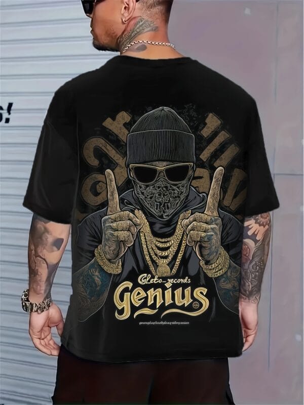 Digital Print Hip-Hop Style Genius Letter Pattern, Print T-Shirt, Short Sleeve Top to Express Personality