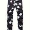 Men's Stretch Jeans - Slim Fit Pants with Bold Black & White Star Pattern, Machine Washable Stretch Denim for Everyday & Formal Wear - All-Season Skinny Jeans, Denim Pants, Versatile Clothing, Classic Five Pocket