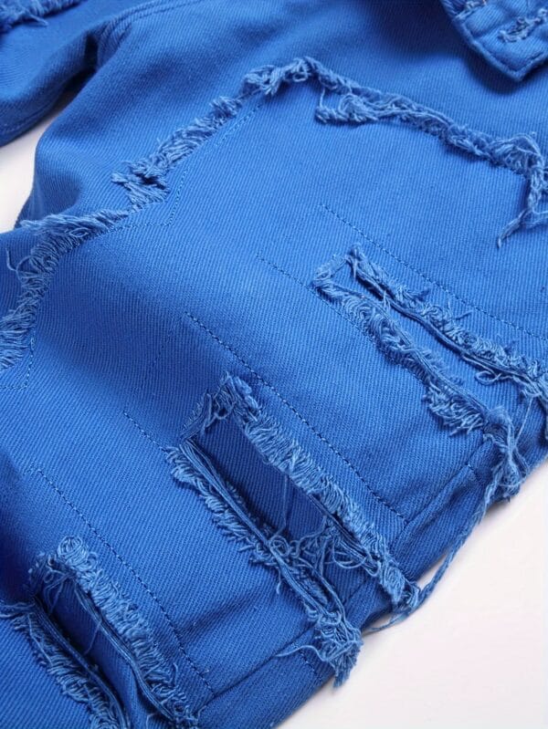 Men's Casual Straight Leg Denim Shorts, Knee-Length Jorts With Tassel Detail, Summer Street Style Fashion