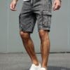 Men's Non-Stretch Jeans Shorts - Multiple Utility Pockets, Straight-Leg Non-Stretchy Fit, Machine Washable Everyday Casual Streetwear Shorts in Classic Black/Gray for Urban Outfits, Relaxed Outfit, Knee Length Design, Durable Fabric, Versatile Clothing, Minimalist Fashion, Sturdy Construction, Young Adults
